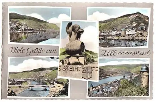 AK, Zell an der Mosel, fünf Abb., gestaltet, 1963