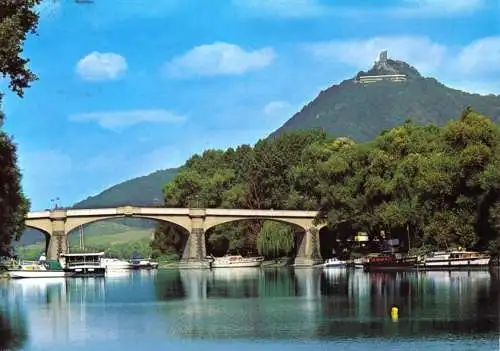 AK, Bad Honnef, Blick von der Insel Grafenwerth auf den Drachenfels, 1999