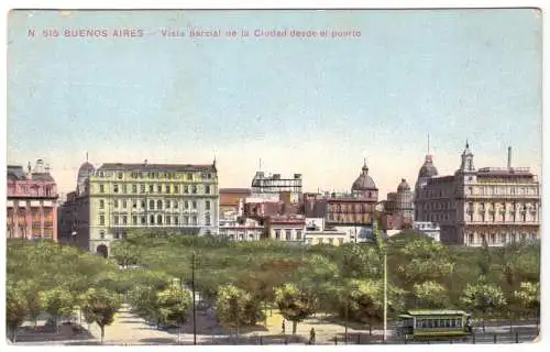 AK, Buenos Aires, Vista parcial de le Ciudad desde el puerto, um 1916