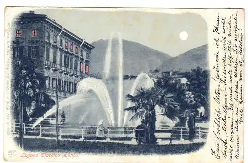 AK, Lugano Tessin, Giardino publico, Mondscheinkarte, 1902