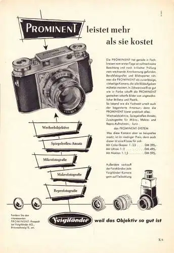 Zeitschriftenwerbung, Foto- u. Filmtechnik versch. dt. Firmen zehn Blatt, 1950er