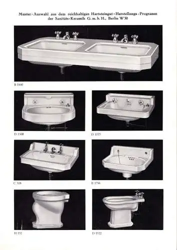 Werbeblatt der Fa. Sanitäts-Keramik GmbH, Berlin W30 für Sanitäts-Steingut, 1935