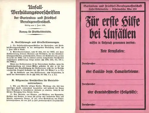 Unfall-Verhütungsvorschriften der Gartenbau- und Friedhof-Berufsgen. 1926