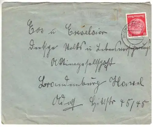 Landpoststempel, Poststelle II, Altlangerwisch über Michendorf (Mark), 7.3.38