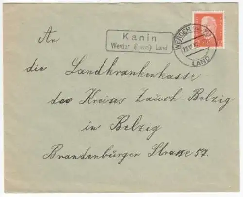 Landpoststempel, Kanin Werder (Havel) Land, Werder (Havel) Land, 20.12.32