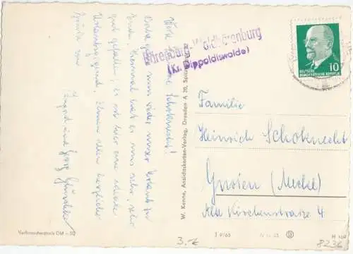 Landpoststempel, Poststelle II, Bärenburg-Waldbärenburg Kr. Dippoldiswalde, 1964