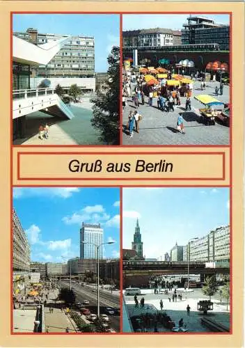 AK, Berlin Mitte, vier Abb., Rund um den Alexanderplatz, 1988