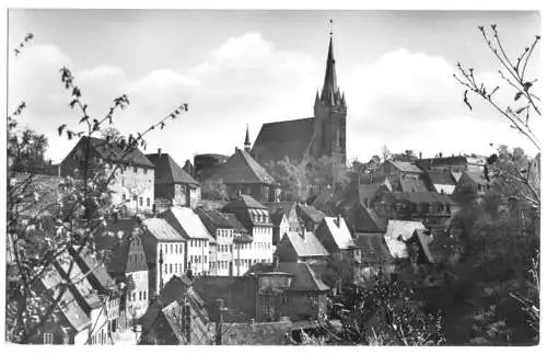 AK, Leisnig Sachs., Teilansicht mit Kirche, 1962