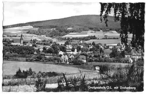 AK, Großpostwitz, Totale mit Drohmberg, 1960