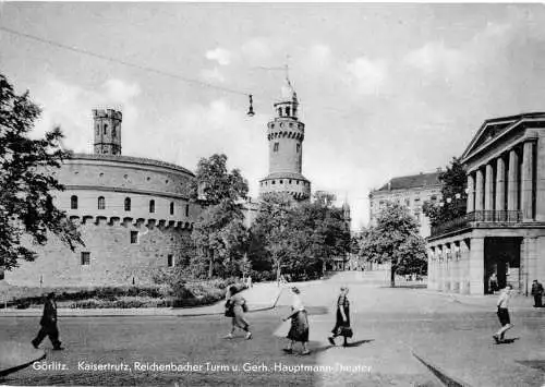 AK, Görlitz, Kaisertrutz, Reichenbacher Turm und Theater, 1965