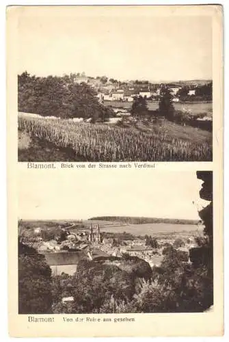 AK, Blamont, Meurthe-et-Moselle, zwei Ansichten, 1915