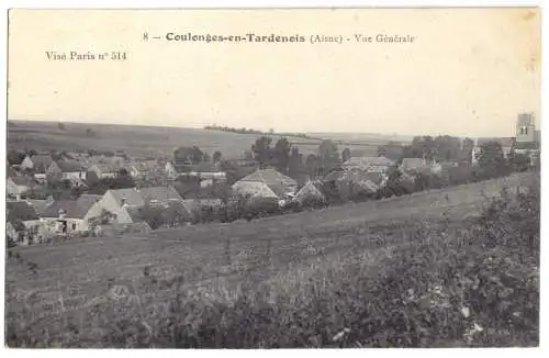 AK, Coulonges-en-Tardenois Aisne, Vue Générale, um 1918