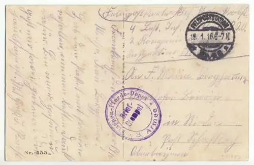 AK, Autrèches, Picardie, Kirche mit abgeschossenem Turm, Pferde-Depot, 1916