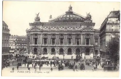 AK, Paris, L'Opéra, belebt, um 1912