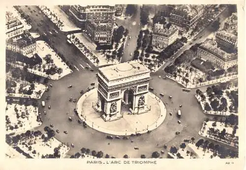 AK, Paris, Luftbild des Areals um L'arc de Triomphe, 1941