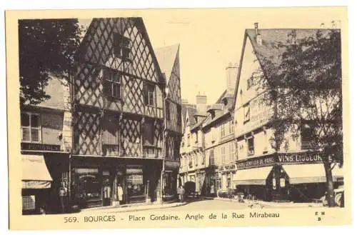 AK, Bourges, Cher, Place Gordaine, Angle de la Rue Mirabeau, um 1941