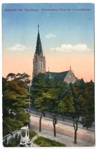 AK, Saarburg i. L., Sarrebourg, Moselle, Beschädigter Turm der Christuskirche