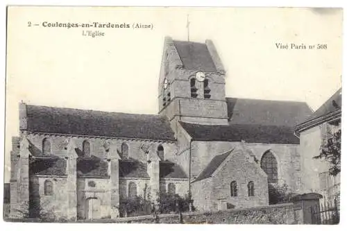 AK, Coulonges-en-Tardenois, Asine, L'Église, um 1918