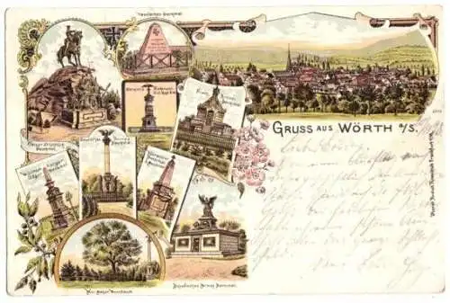 AK, Farblitho, Wörth a. Sauer, Woerth, Bas-Rhin, 10 Abb., 1898