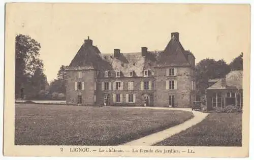 AK, Lignou, Le chateau, Schloß, Gartenseite, 1937