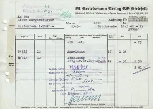 Rechnung, W. Bertelsmann Verlag KG, Bielefeld, 1942