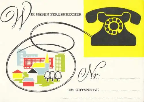 AK, Humor, Ankündigungskarte Telefonanschluß, 1967