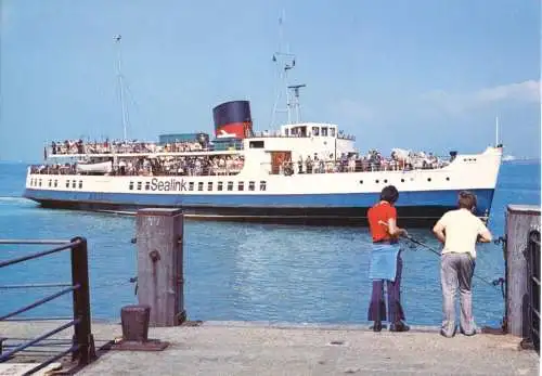 AK, Personenfähre von Sealink aus Portsmouth bei der Ankunft in Head, um 1970