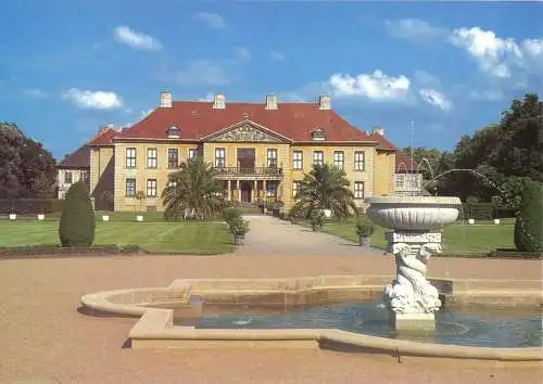 AK, Oranienbaum Anhalt, Barockschloß, Gartenseite mit Brunnen, um 1998