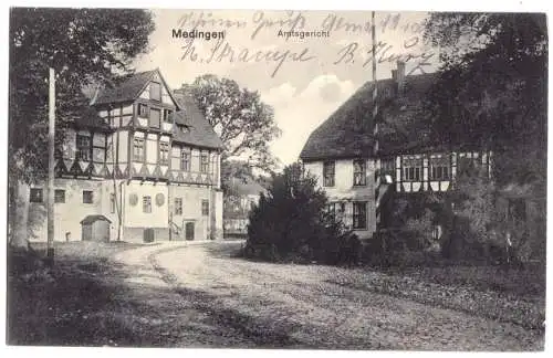 AK, Medingen, Blick zum Amtsgericht, um 1910