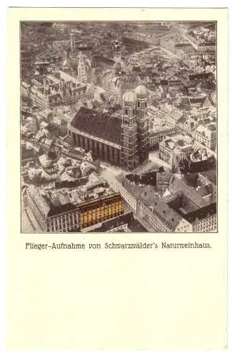 AK, München, Luftbild der Innenstadt mit Schwarzwälder's Naturweinhaus, um 1922