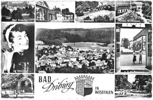 AK, Bad Driburg Westf., neun Abb., Wappen, 1961