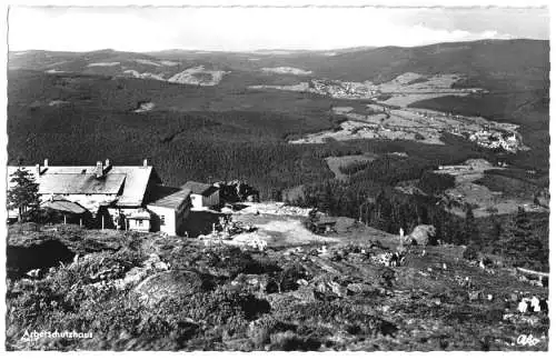 AK, Arberschutzhaus mit Blick nach Bayer. Eisenstein, 1962