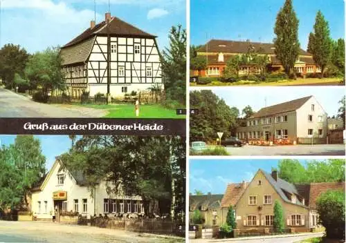 AK, Dübener Heide, fünf Abb. von Heidegaststätten, 1979