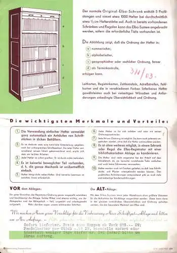 Werbeblatt für ELBA-Registratur, Fa. Gebhardt & Co., Büro - Organisation, Erfurt