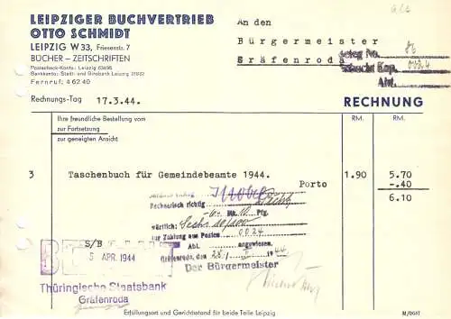 Rechnung, Leipziger Buchvertrieb Otto Schmidt, 17.3.44