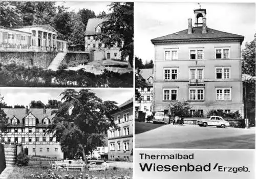 AK, Thermalbad Wiesenbad Erzgeb., drei Abb., 1975