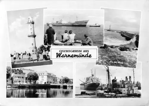 AK, Rostock Warnemünde, fünf Abb., gestaltet, 1963