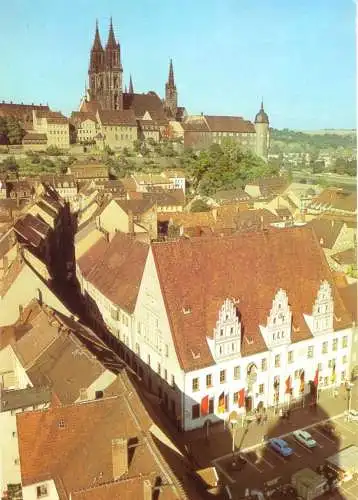 AK, Meißen, städtische Teilansicht mit Dom und Albrechtsburg, 1985