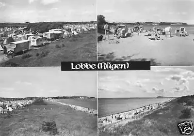 AK, Lobbe Rügen, vier Abb, Zeltplatz und Strand, 1970