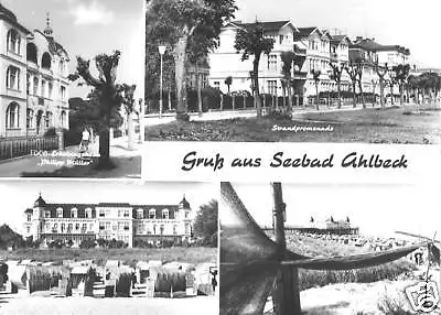 AK, Seebad Ahlbeck Usedom, vier Abb., 1973