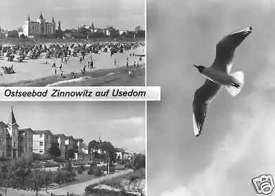 AK, Ostseebad Zinnowitz Usedom, drei Abb., Strandpr.