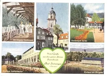 AK, Bad Salzungen, 5 Abb., u.a. Kurhaus, ca. 1952