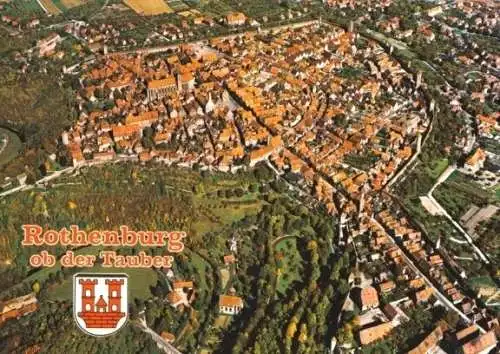 AK, Rothenburg o.d. Tauber, Luftbild d. Innenstadt 1981