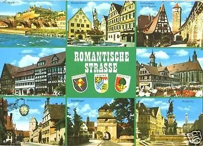 AK, Romantische Str., acht Abb., Wappen, ca. 1978