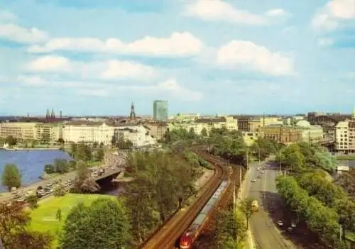 AK, Hamburg, Lombards- und Kennedy-Brücke, 1969