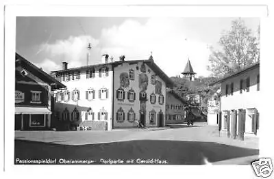 AK, Oberammergau, Dorfpartie mit Geroldhaus, Echtfoto