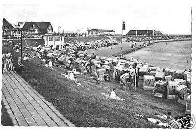 AK, Nordseebad Büsum, Strand belebt, 1961