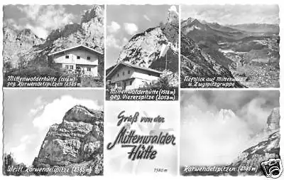 AK, Mittenwald, Mittenwalder Hütte, fünf Abb., 1962