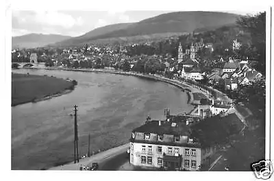 AK, Miltenberg am Main, Teilansicht mit Main, ca. 1954