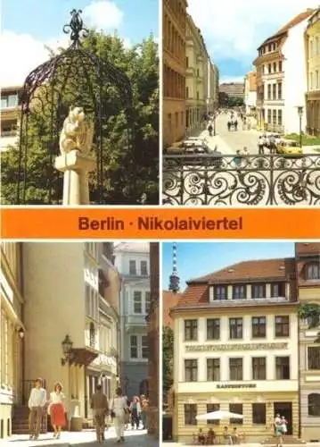 AK, Berlin Mitte, Nikolaiviertel, vier Abb., 1989